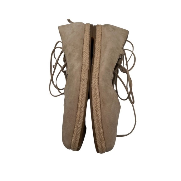 Michael Kors Tan Suede Pointed Toe Ankle Lace Up Espadrille Flats Size 36 - Picture 5 of 8